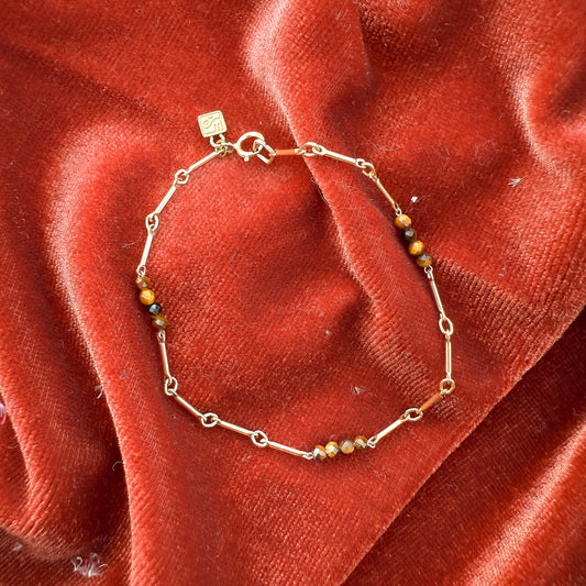 bracelet with tiger's eye and gold-filled beads