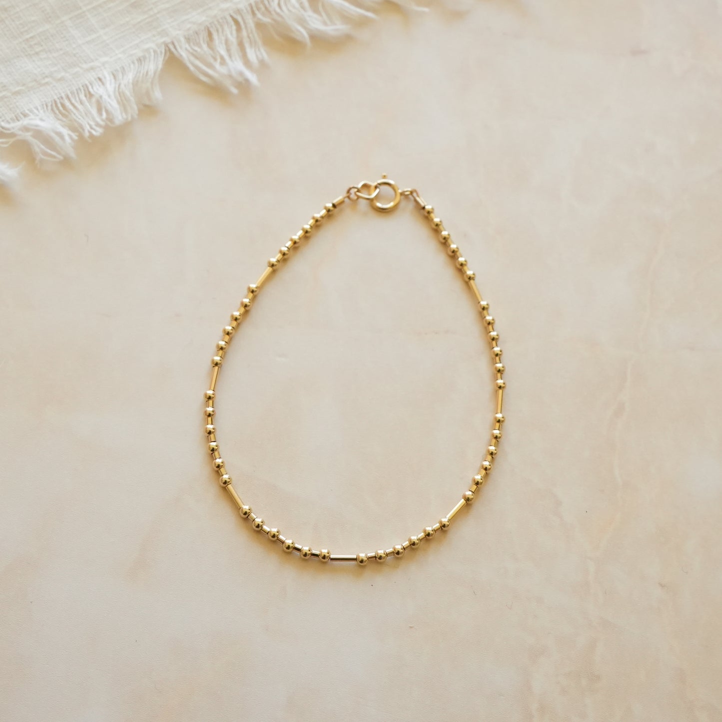 gold fill bead bracelet with ball and tube beads