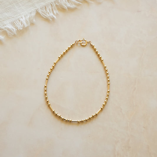 gold fill bead bracelet with ball and tube beads