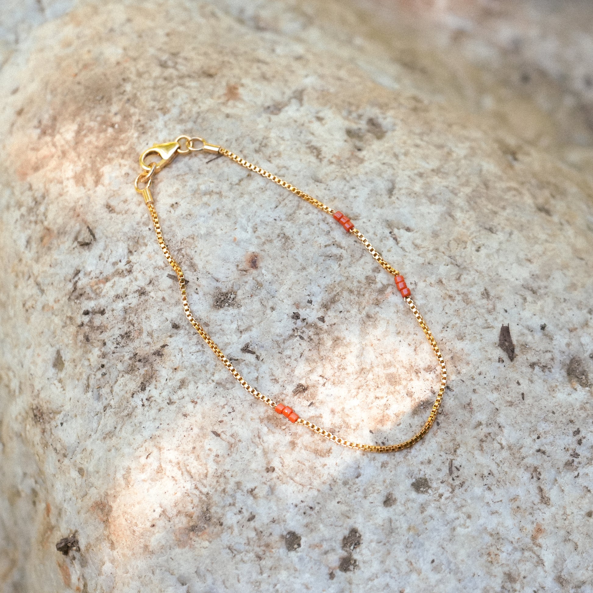 bracelet with gold-fill chain and Japanese seed beads